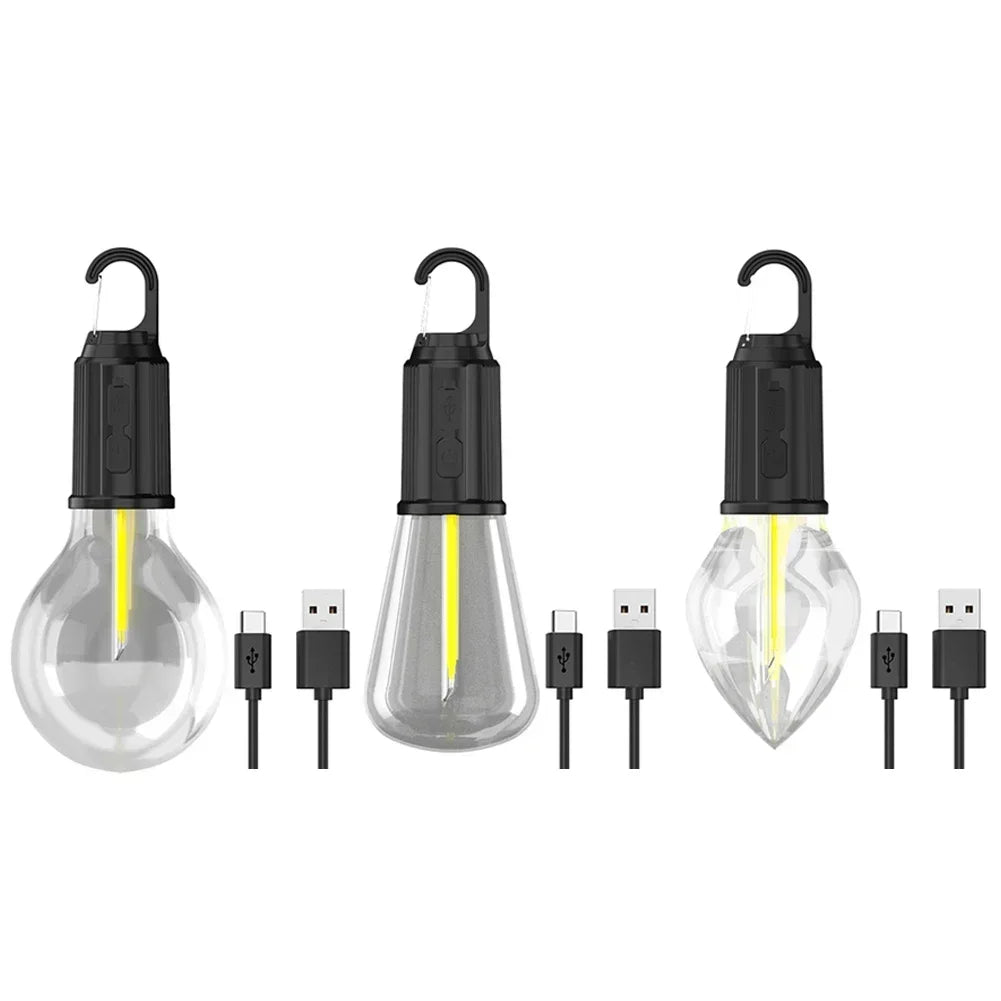 Outdoor USB Rechargeable LED Lamp Bulbs High Brightness Emergency Light Hook Up Camping Fishing Portable Lantern Night Lights