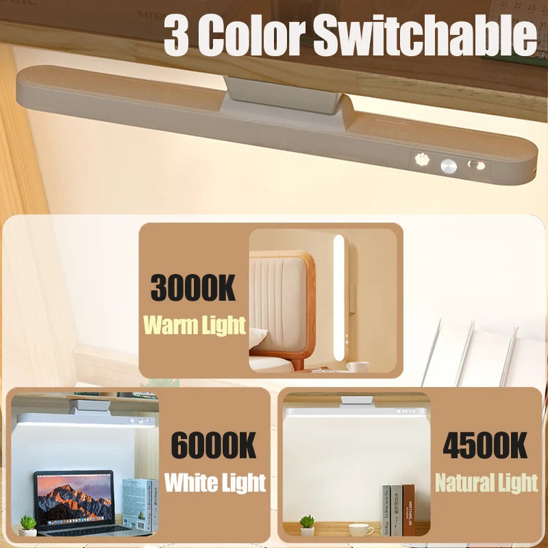 Magnetic LED Table Lamp – USB Rechargeable, 3 Color Dimmable Reading Light