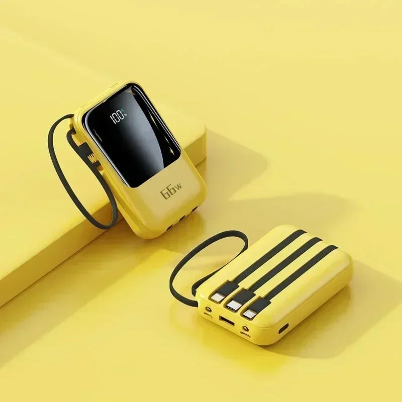 66W 30000mAh Portable Power Bank with Built-in Cables