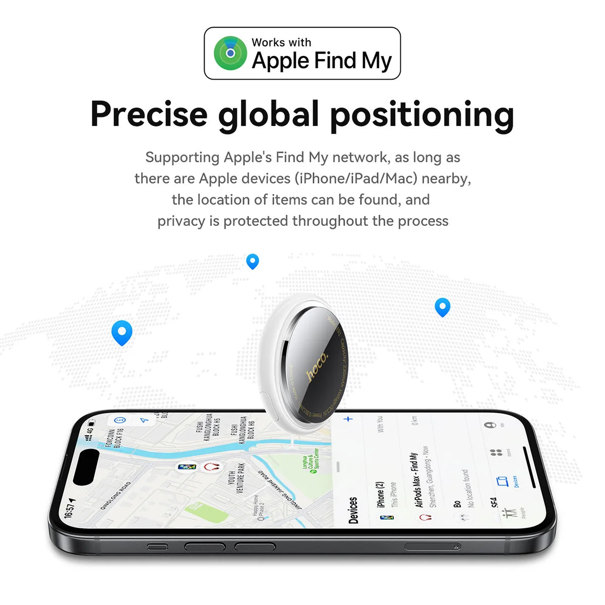 HOCO E91B AirTag Tracker – Intelligent Anti-Lost GPS Locator with Adhesive Case
