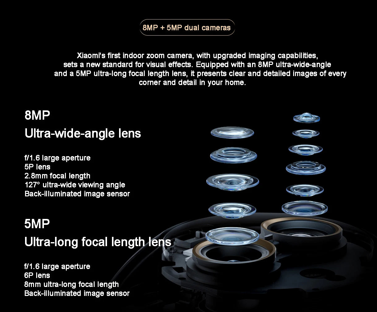 Xiaomi Smart Camera 4 9X Zoom Edition 8MP+5MP Dual Cameras f/1.6 ISP Large Aperture 4K Image Sensor AI Humanoid Pet Detection