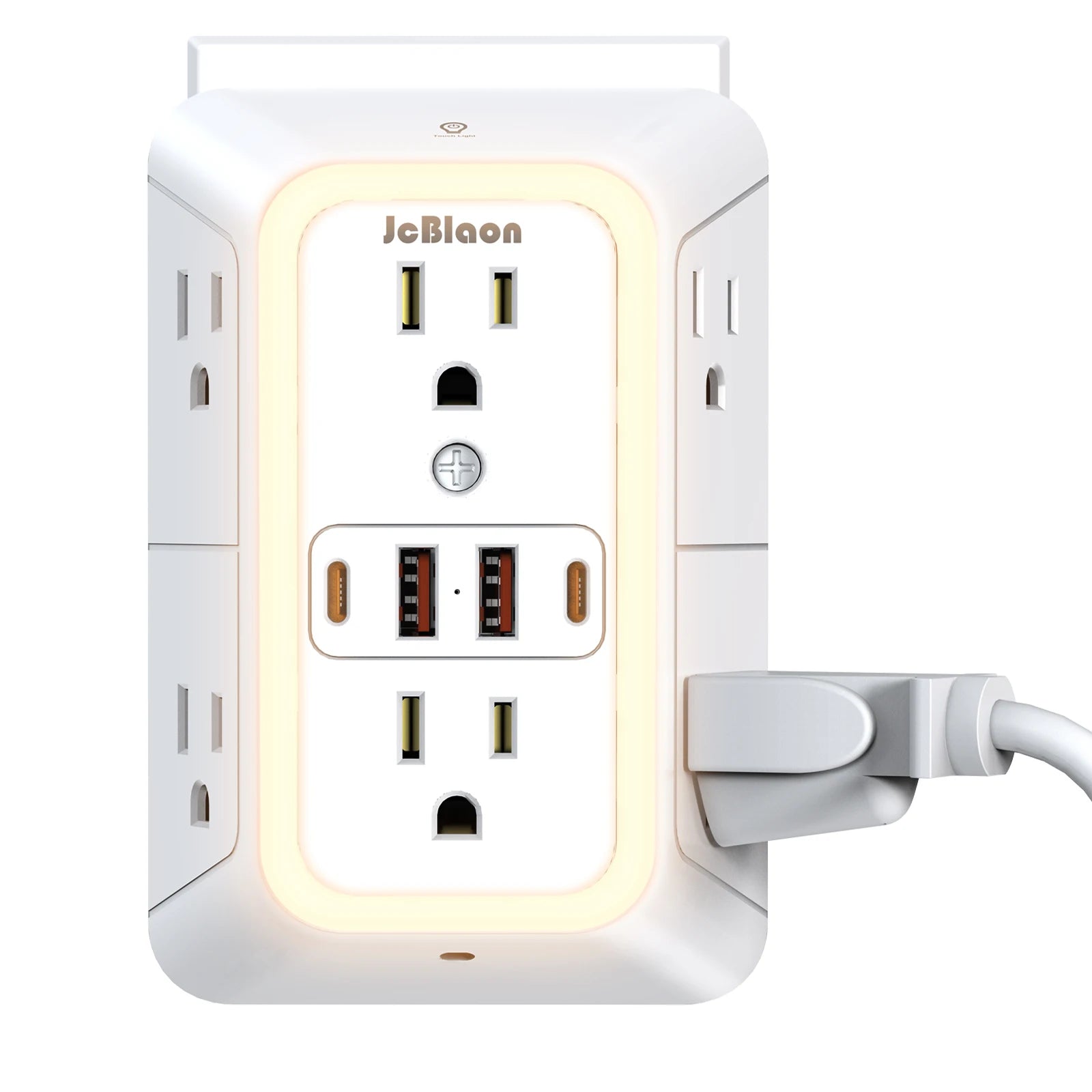 With Night Light US Plug AC Outlets Multitap Socket Electrical Power Strip with USB Type-C Ports Charging Network Filter Adapter