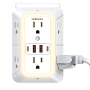 With Night Light US Plug AC Outlets Multitap Socket Electrical Power Strip with USB Type-C Ports Charging Network Filter Adapter