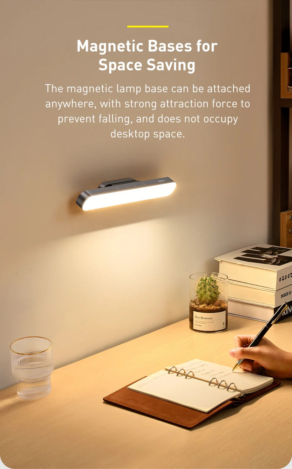 Baseus Magnetic LED Desk Lamp – Rechargeable & Dimmable Light for Modern Workspaces