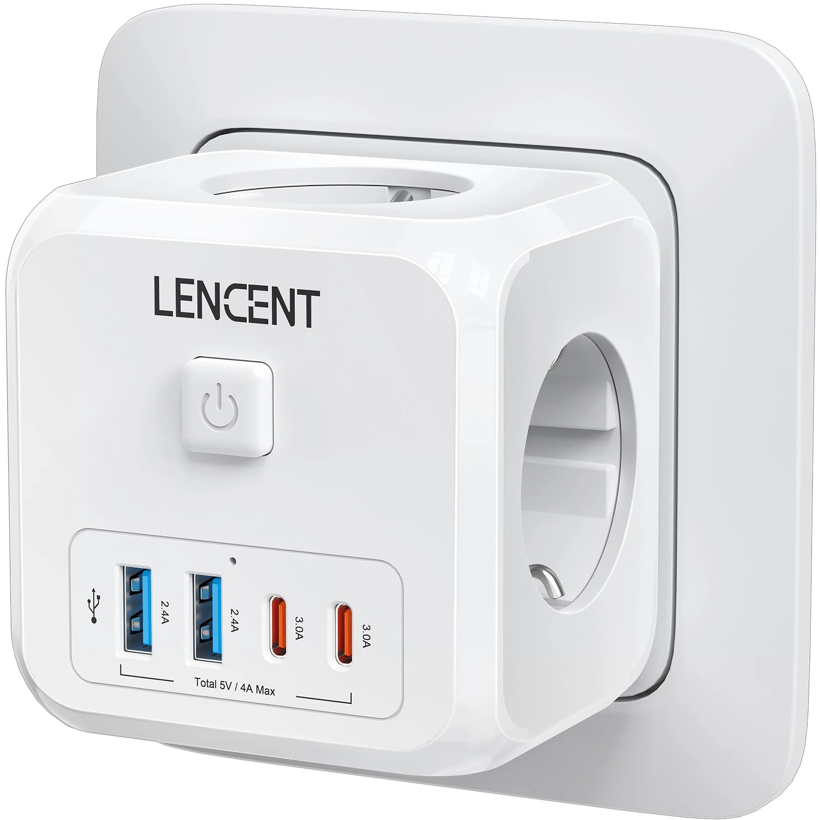 LENCENT EU Power Strip – 7-in-1 Socket with USB & USB-C Charging