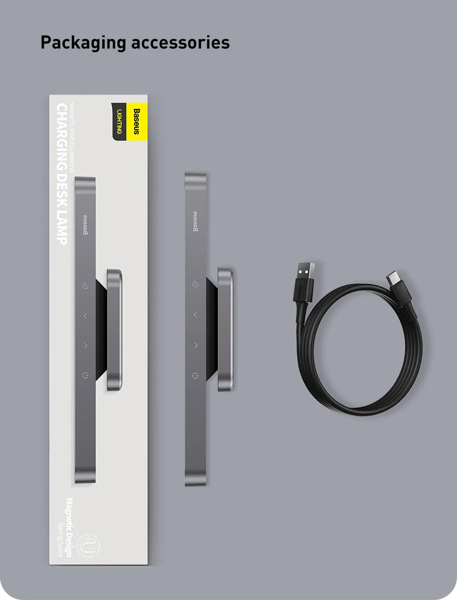 Baseus Magnetic LED Desk Lamp – Rechargeable & Dimmable Light for Modern Workspaces