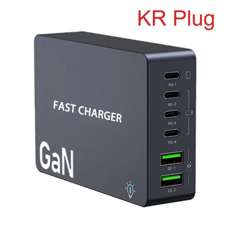 990W GaN Desktop Charging Station – 6-Port Fast Charger with 4 USB-C & 2 USB-A Ports