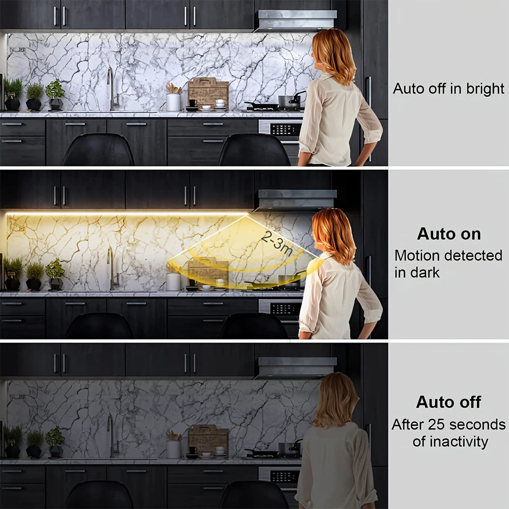 Motion Sensor LED Light Strip – Battery Powered COB Strip for Indoor Lighting