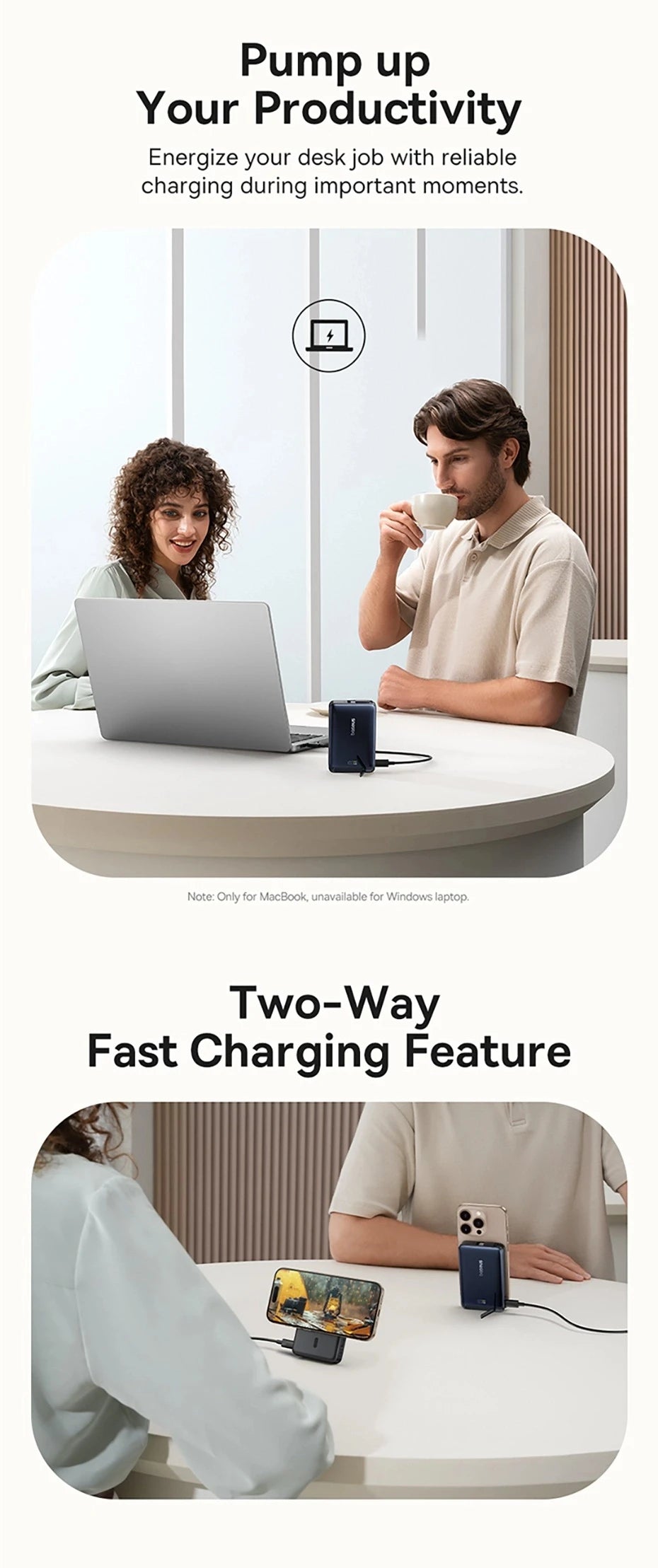 Baseus 45W Magnetic Power Bank – 10,000mAh with Kickstand
