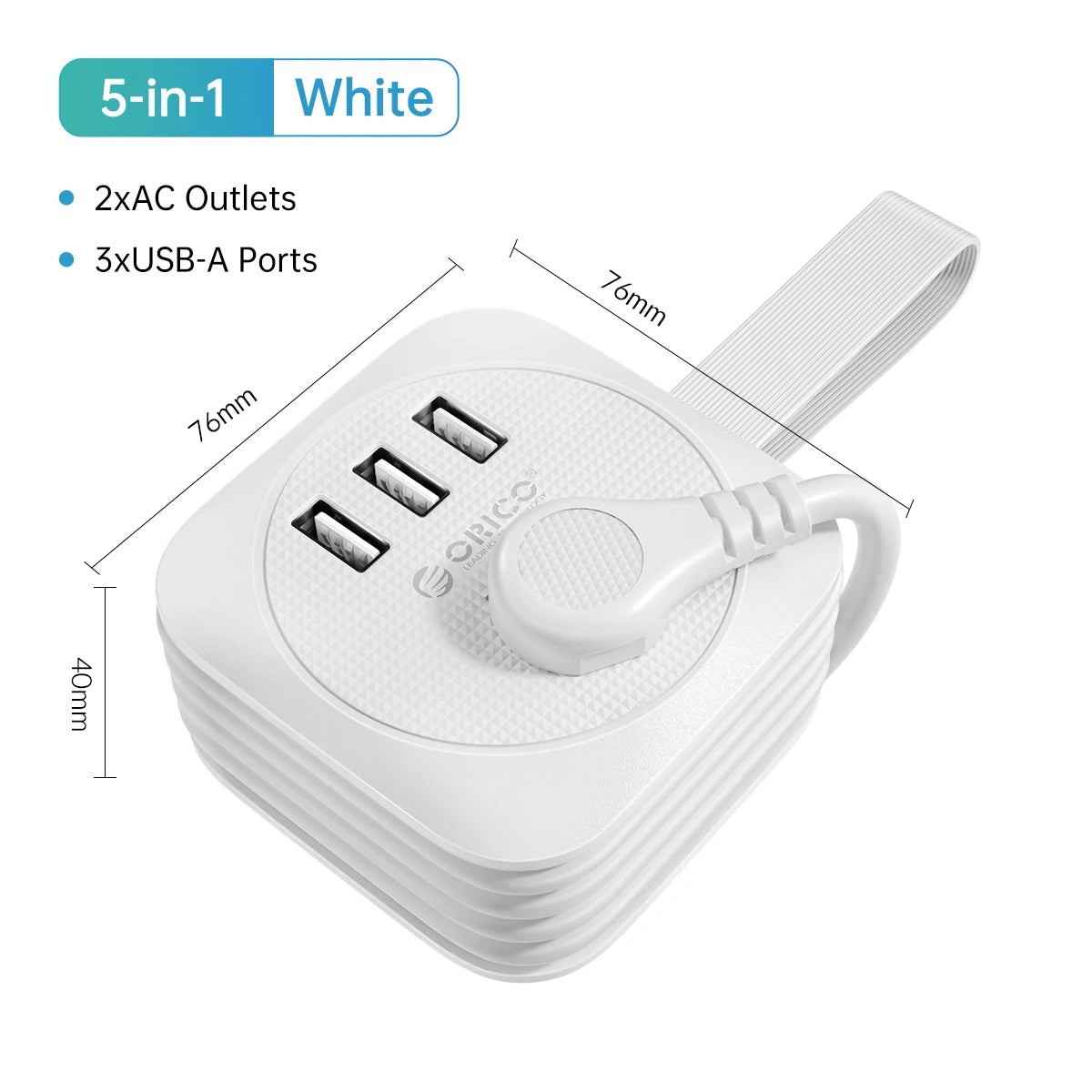 ORICO Travel Power Strip – US Adapter with 2 USB & Type-C Fast Charging