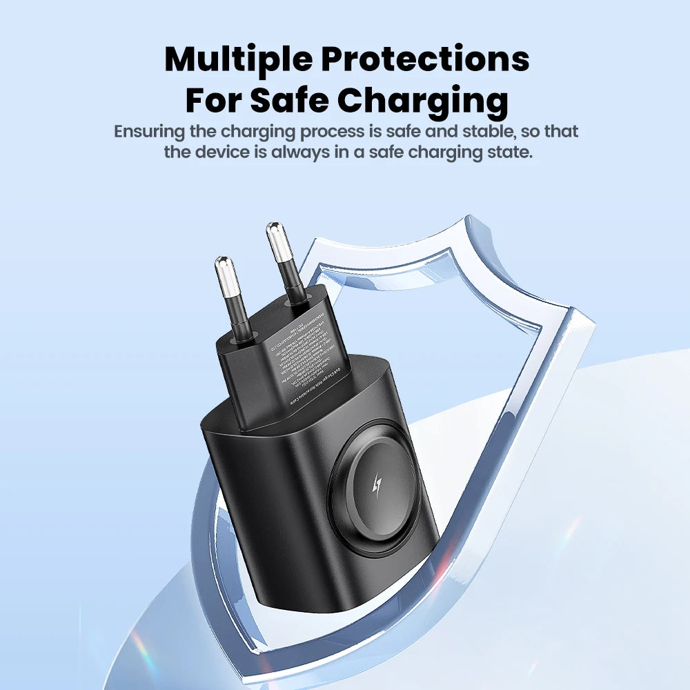 Toocki 3-in-1 GaN Charger – Fast USB-C & Wireless Charging for Phones & Watch