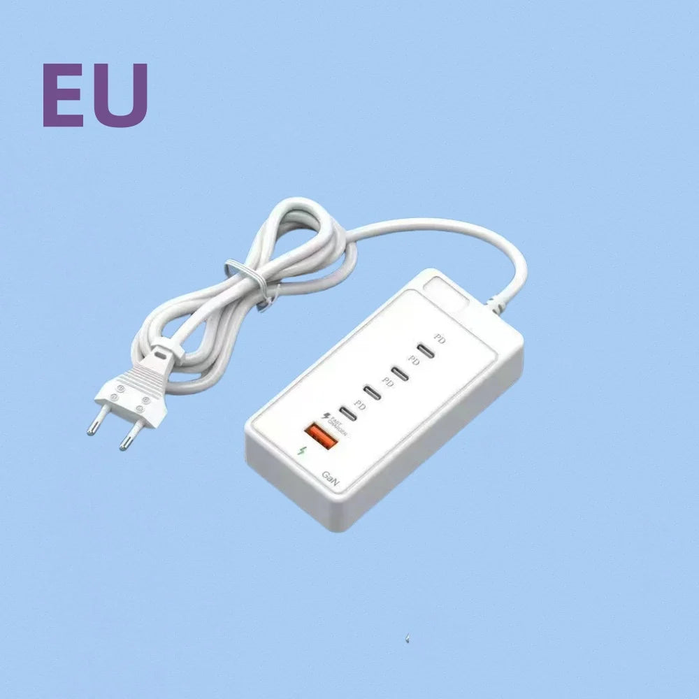 65W USB-C Fast Charging Hub – Multi-Port Wall Charger with 1M Extension Power Socket