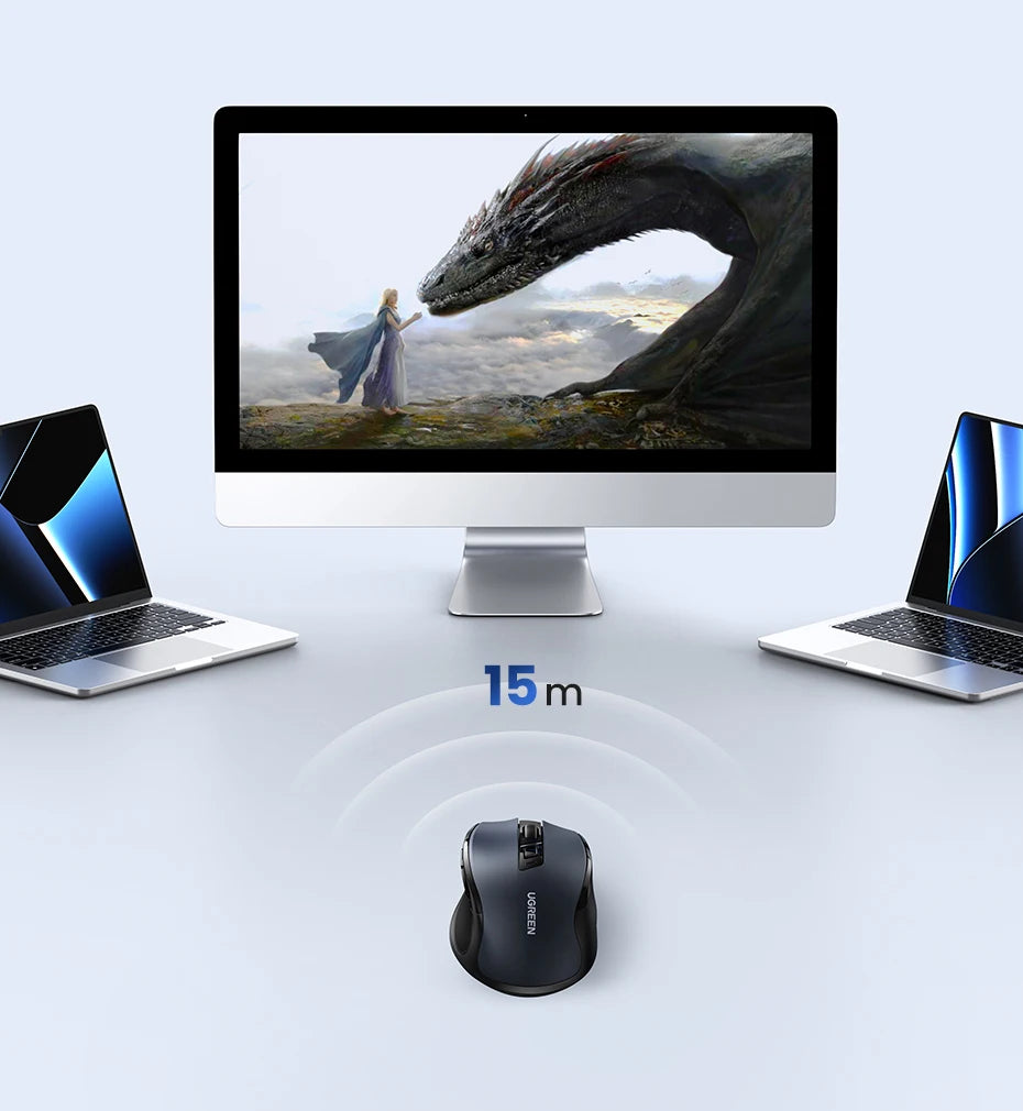 UGREEN Wireless Mouse – Ergonomic, 4000DPI, Bluetooth & 2.4G