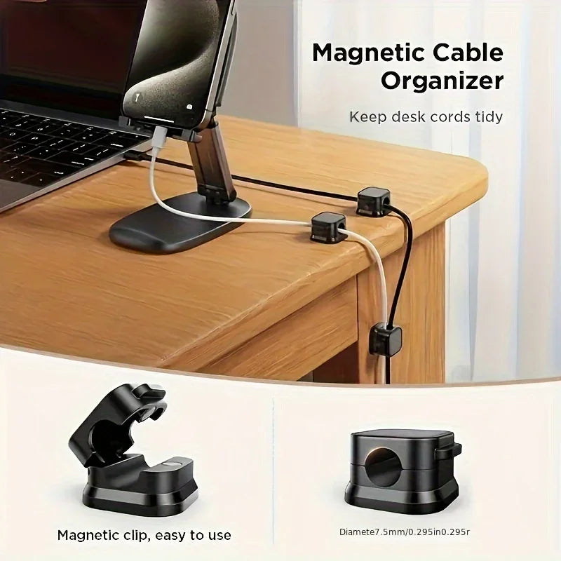 Magnetic Cable Clips 6pcs – Hidden Wire Management & Desktop Organizer