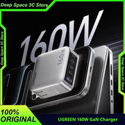 UGREEN GaN Charger 160W PD3.1 Fast Charging Phone Charger With Five Ports USB-C/A AI Smart Display For iPhone17 Tablets Laptops