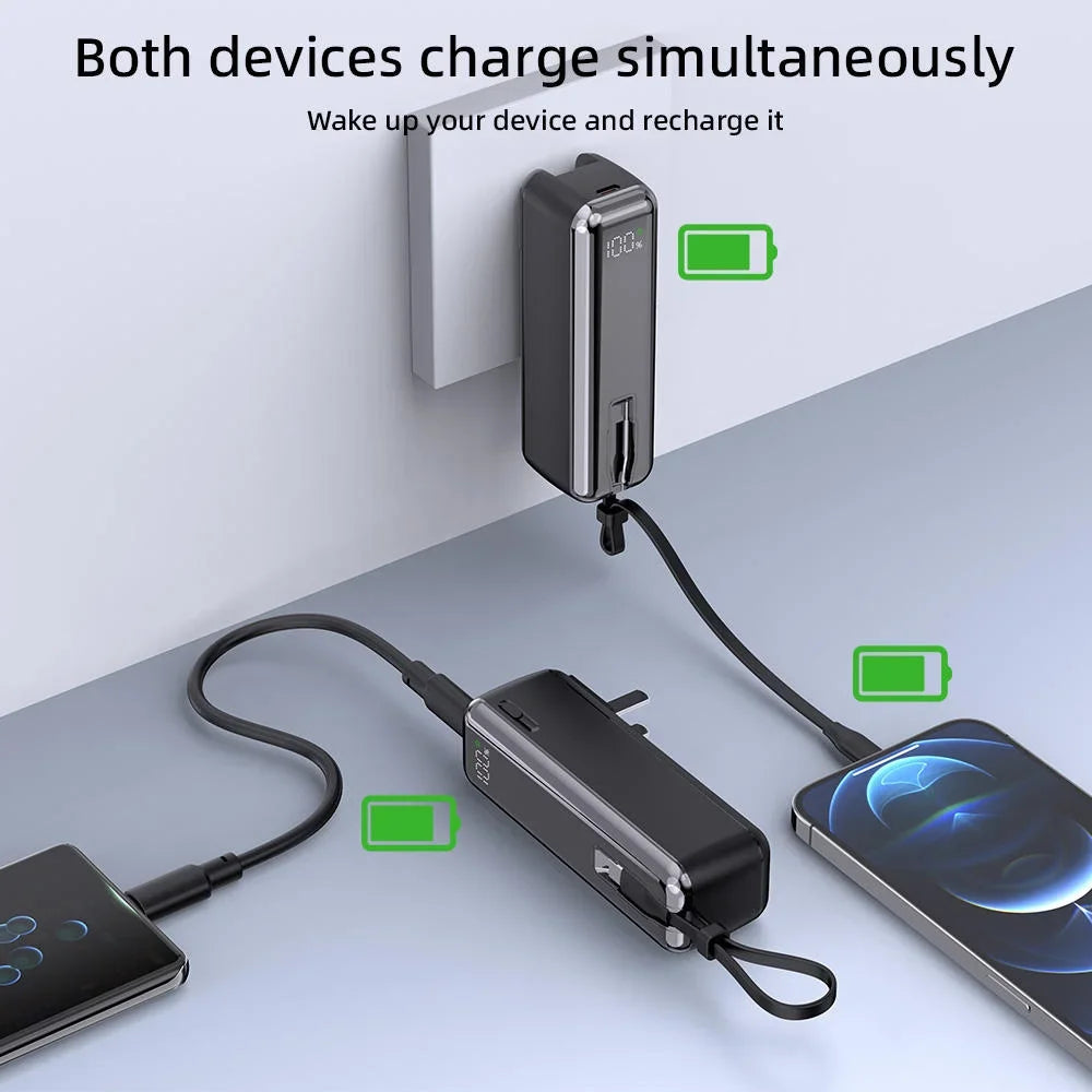 5000mAh Mini Power Bank – 20W Fast Charging with Cable