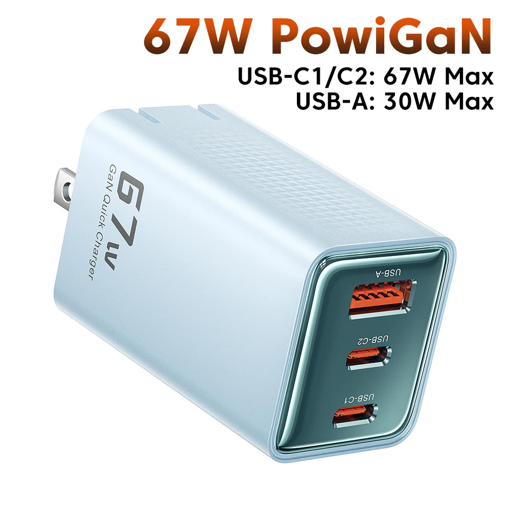 Toocki 67W GaN Charger – Fast USB-C PD for iPhone, MacBook & Samsung