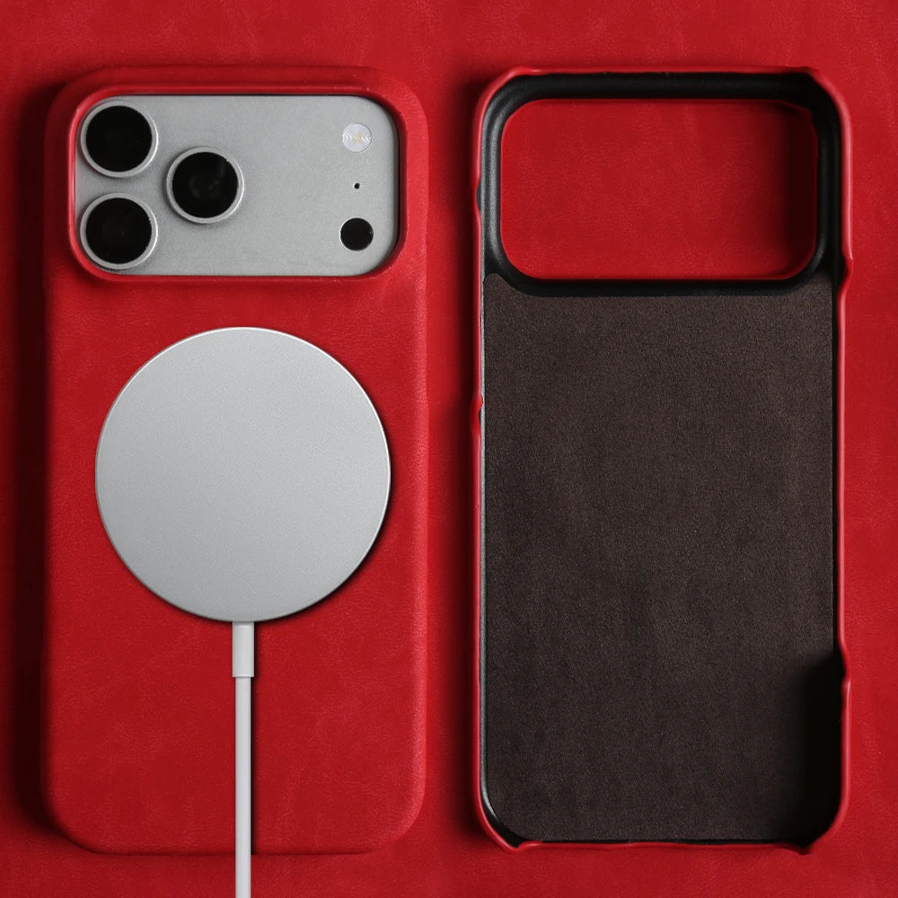 Thin Business Magnetic MagSafe Leather Case for iPhone 14–17 Series