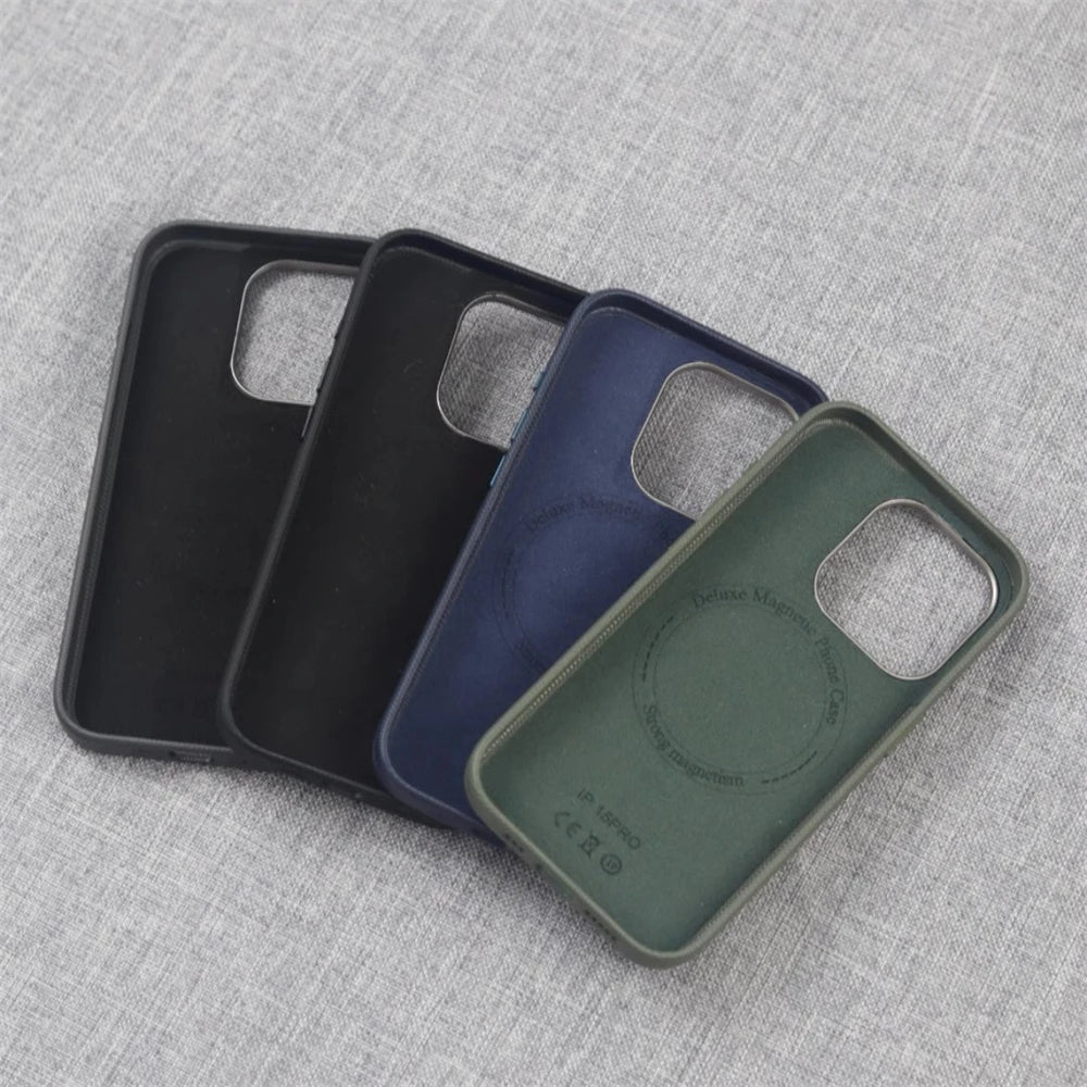 Premium Leather & Alloy iPhone Case – MagSafe Ready