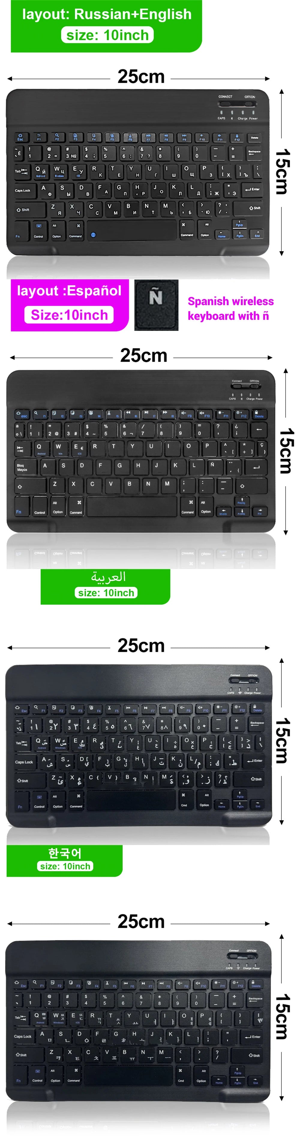 Wireless Keyboard Mouse Combo – iPad, Android, Windows Tablet, Multi-Language