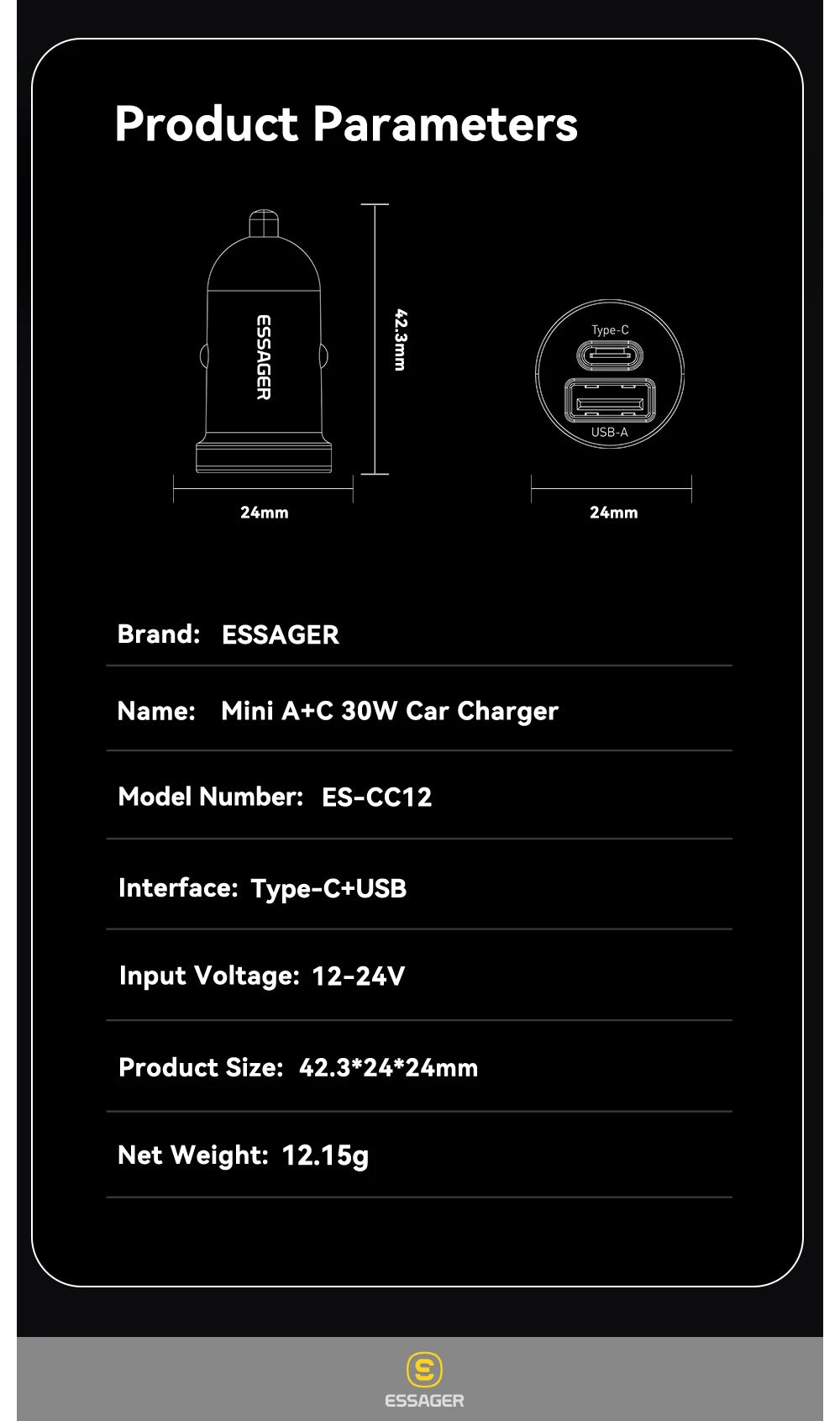 Essager 30W USB Type C Car Charger Fast Charge PD QC 3.0 FCP AFC For iphone 14 13 12 Xiaomi Huawei Samsung Mobile Phones Adapter