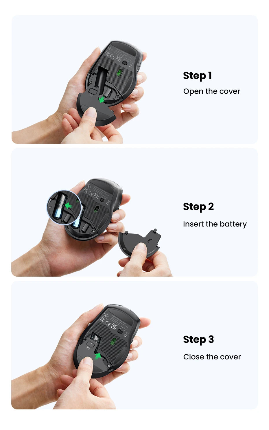 UGREEN Wireless Mouse – Ergonomic, 4000DPI, Bluetooth & 2.4G