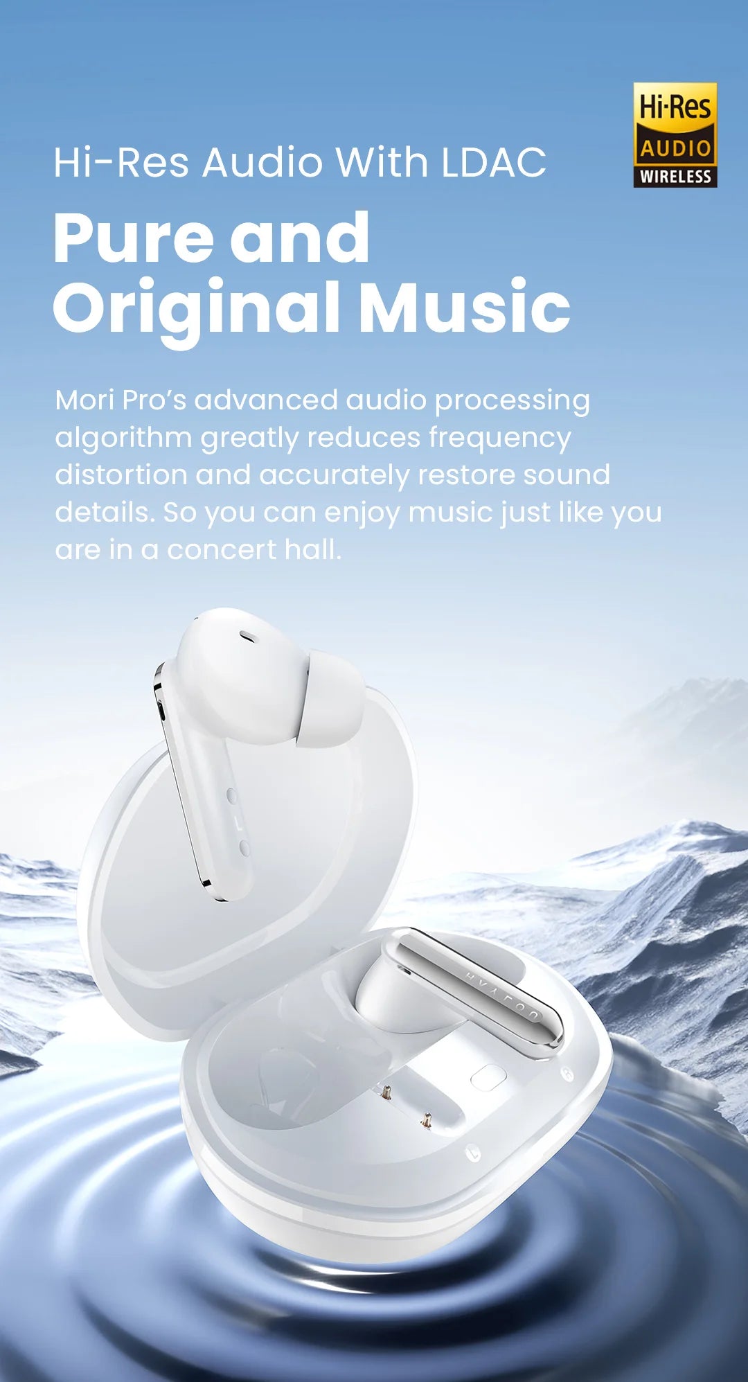 HAYLOU Mori Pro ANC Wireless Earbuds Bluetooth 5.4 Headphones 43dB Hi-Res Audio Noise Cancellation 6 Mics Earphones 28Hrs
