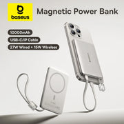Baseus 10,000mAh Magnetic Power Bank – Wireless 15W & PD 27W Fast Charge