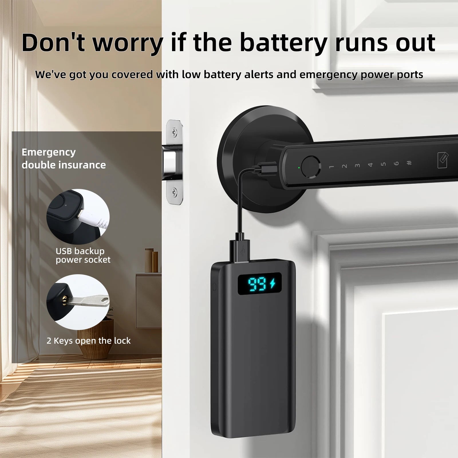Viladepot Smart Fingerprint Door Lock – Touchscreen Keypad & App Control