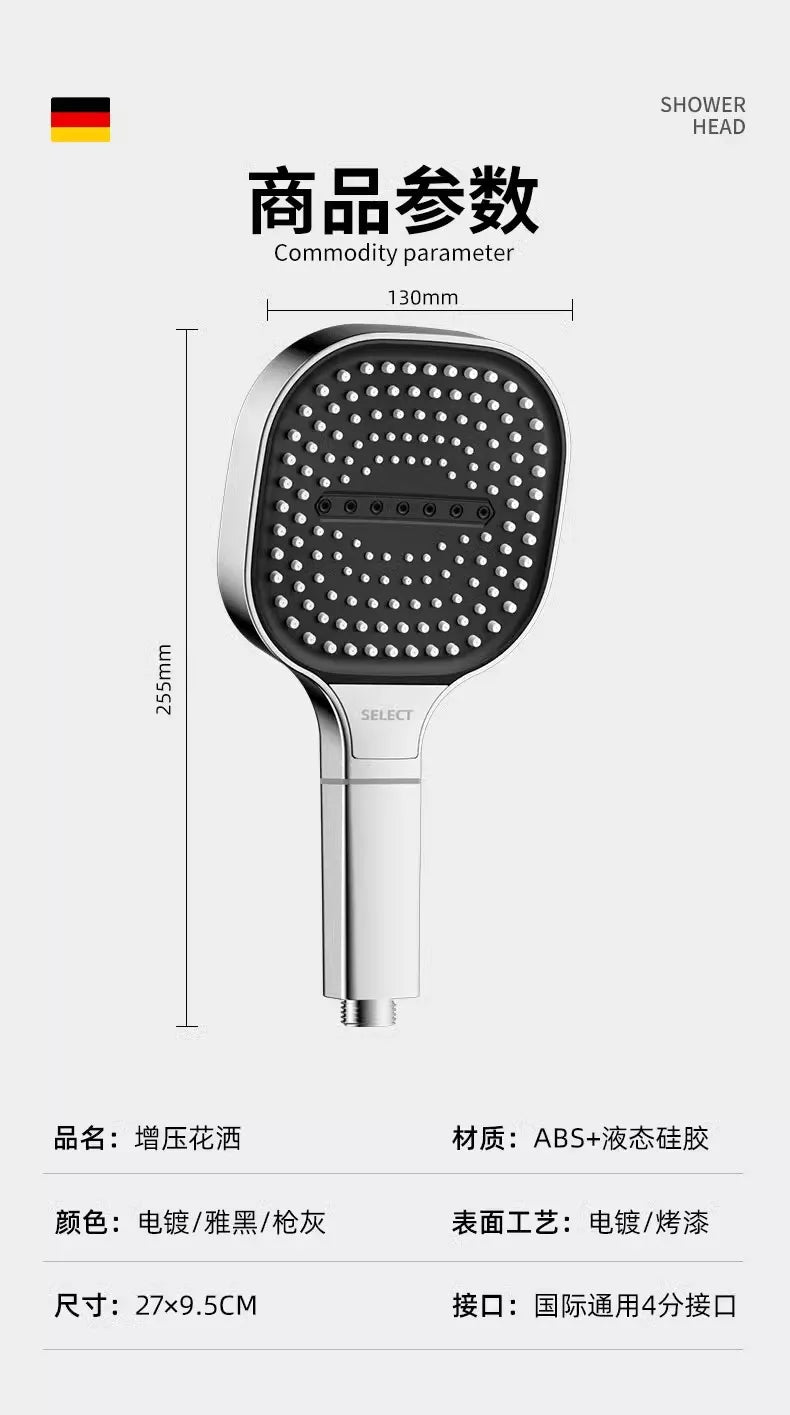 High Pressure Shower Head 13CM – 3 Modes, Massage Water Flow with Filter