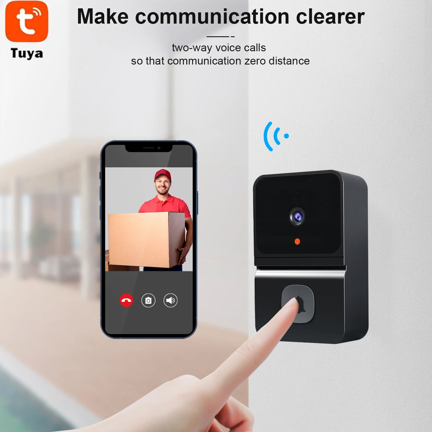 Tuya Wireless HD Doorbell Camera – Motion Detection & Intercom