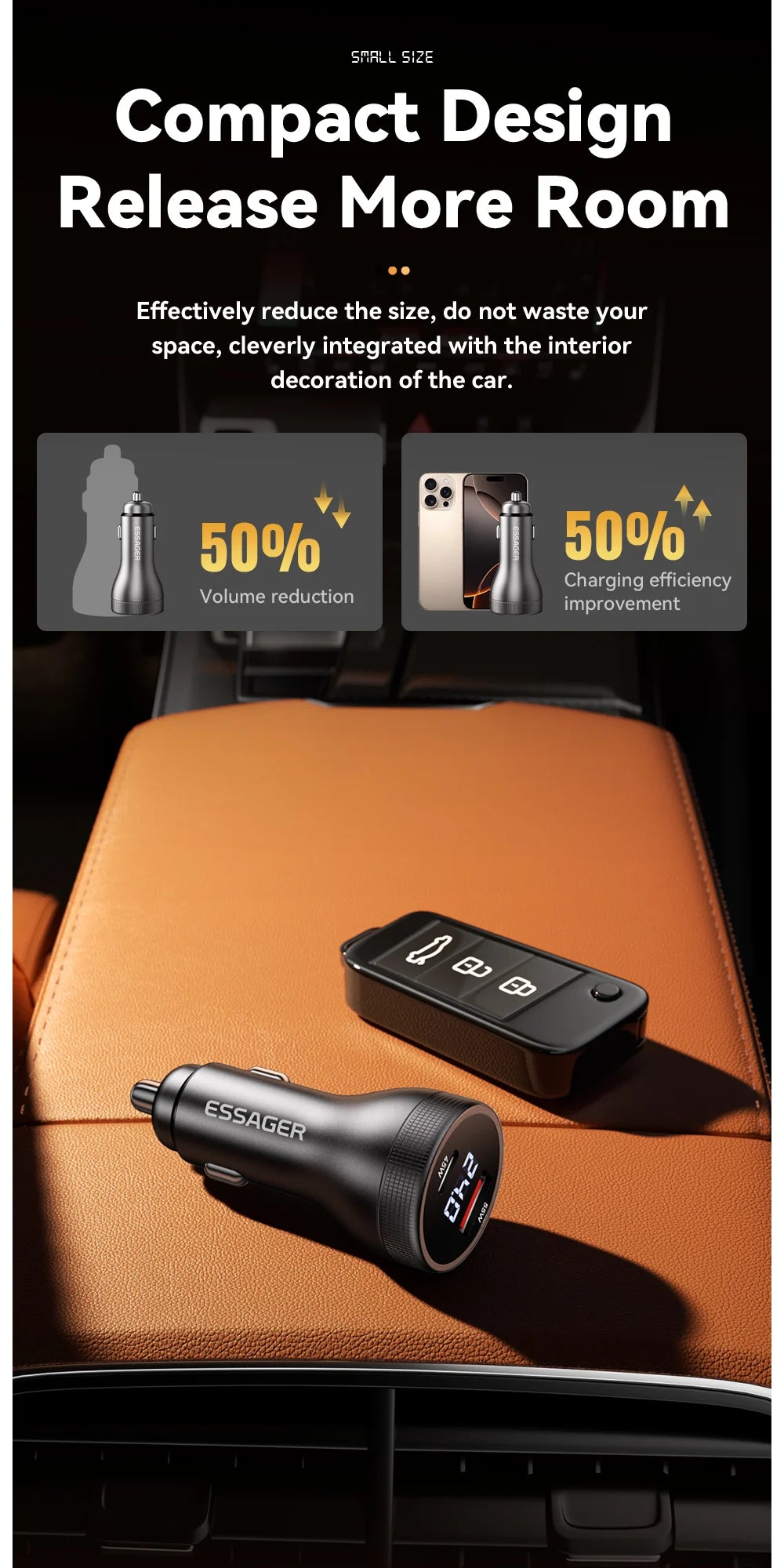 Essager 100W Car Charger USB C Quick Charge PD 45W for iPhone 15 pro 14  Xiaomi Poco Samsung Galaxy S24 Fast Charger Charging
