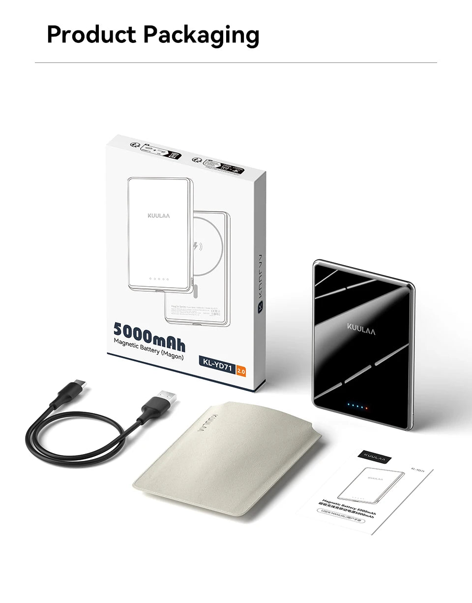 Slim KUULAA Magnetic Power Bank – Wireless for MagSafe
