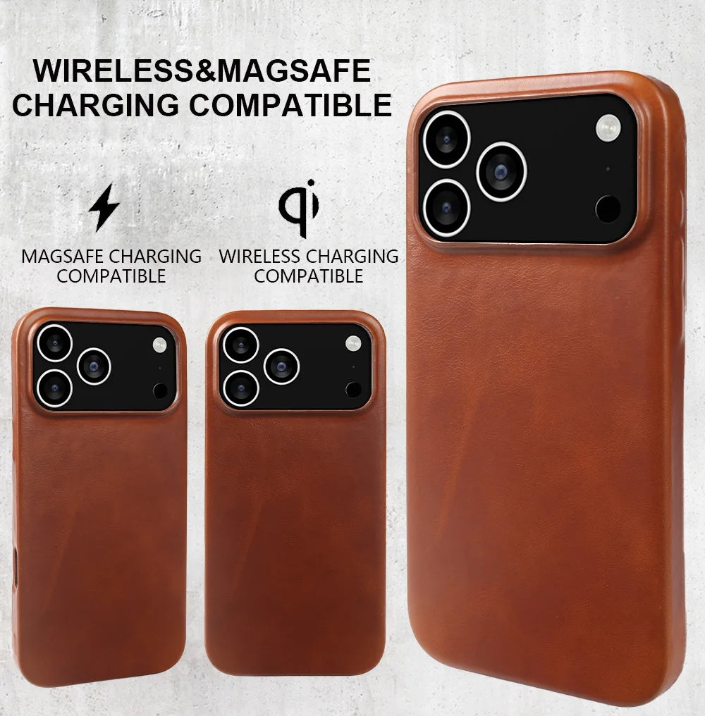 Vintage Waxed Leather iPhone Case – MagSafe Full Cover