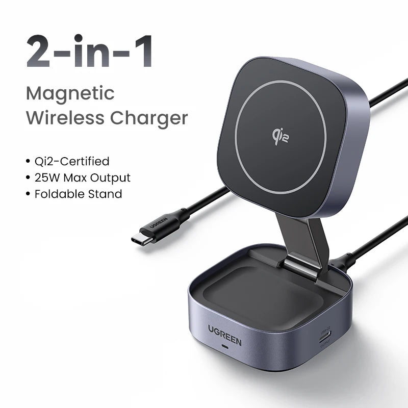 UGREEN 2-in-1 Qi2.2 Wireless Charger for iPhone & AirPods