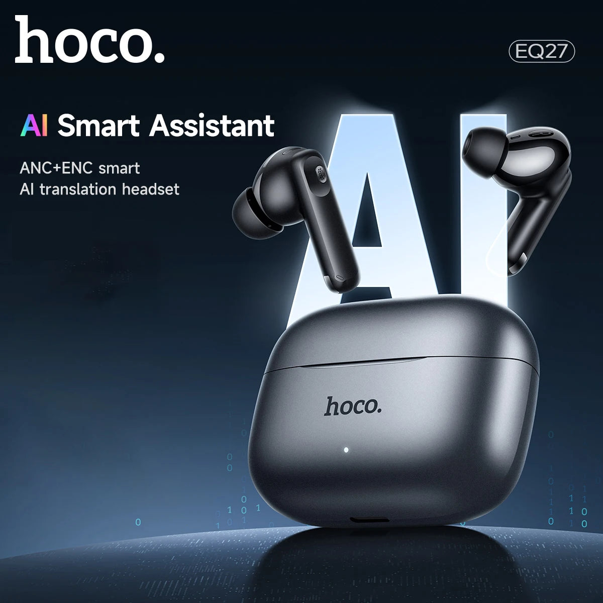 HOCO Smart AI Translation Wireless ANC ENC Noise Cancelling Earphones Bluetooth 5.4 Music Sports HiFi Stereo Earbuds with 4 Mics