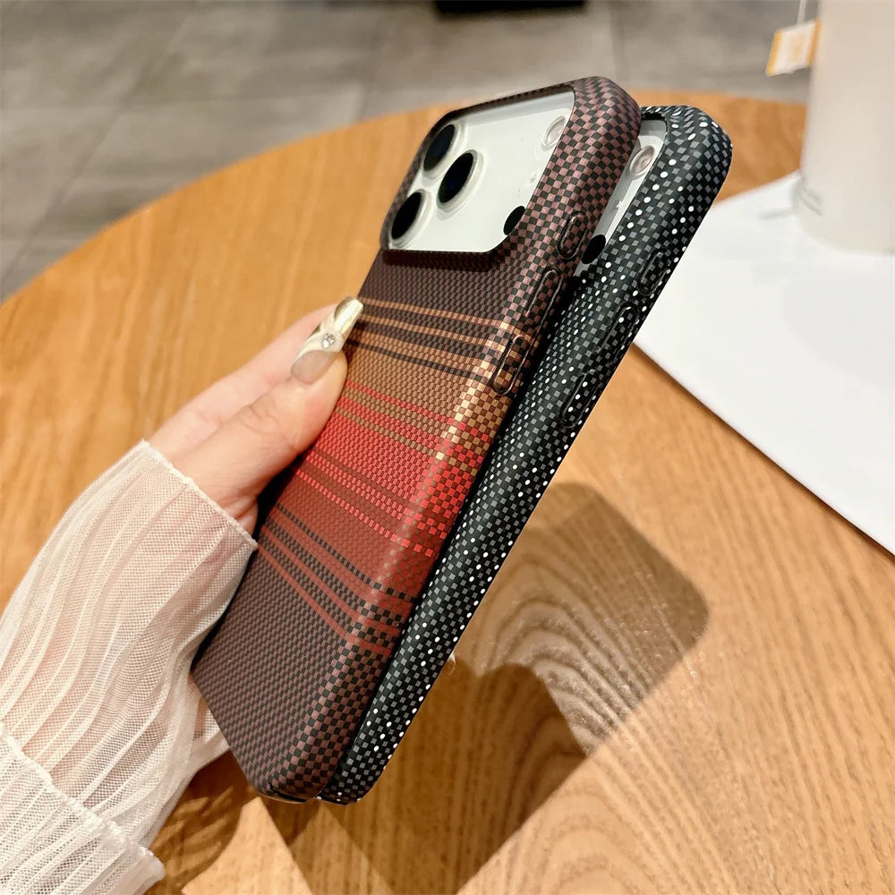 Magnetic Kevlar Carbon Fiber iPhone Case – Slim & Protective