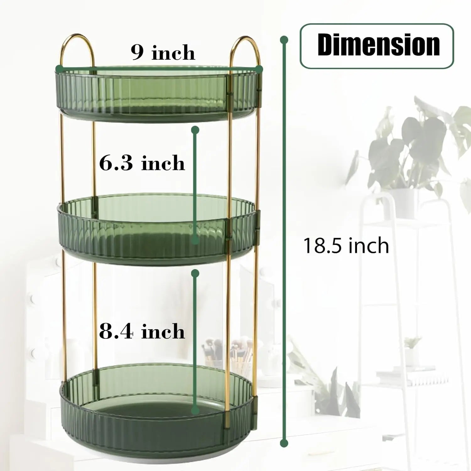High-Capacity Cosmetic Organizer – 3-Tier Rotating Vanity Storage