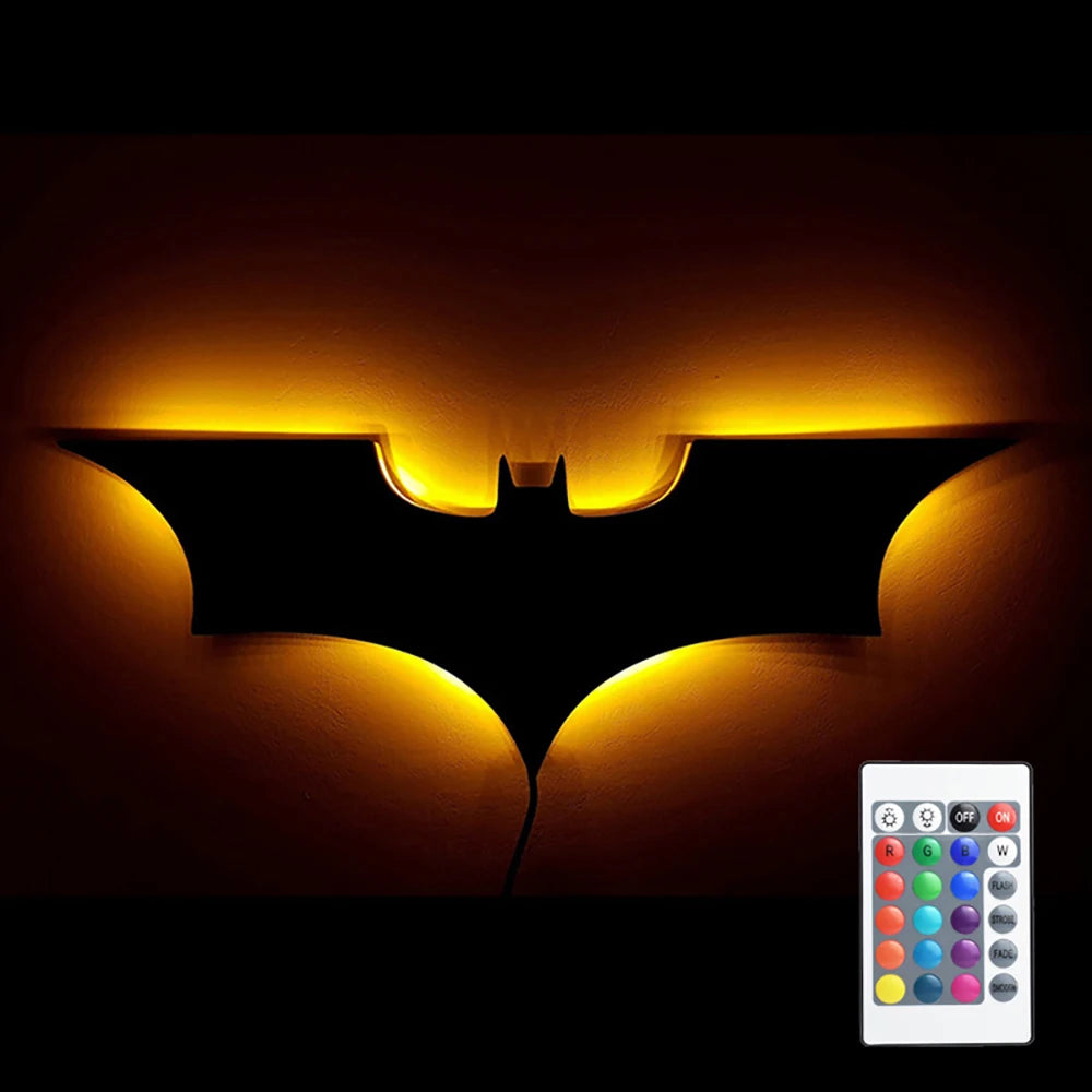 3D Bat Wall Lamp – RGB LED, Remote Control