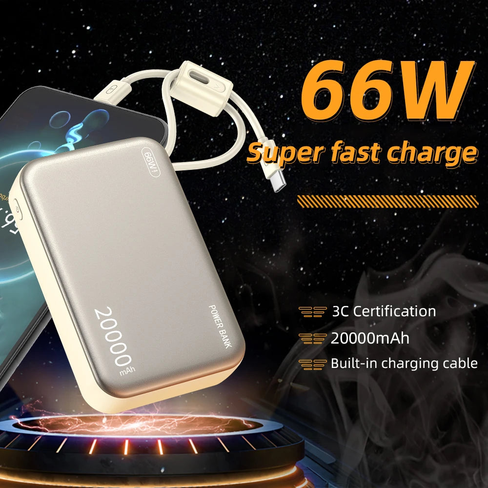 20000mAh 66W Fast Charge Power Bank – for iPhone, Xiaomi & Samsung