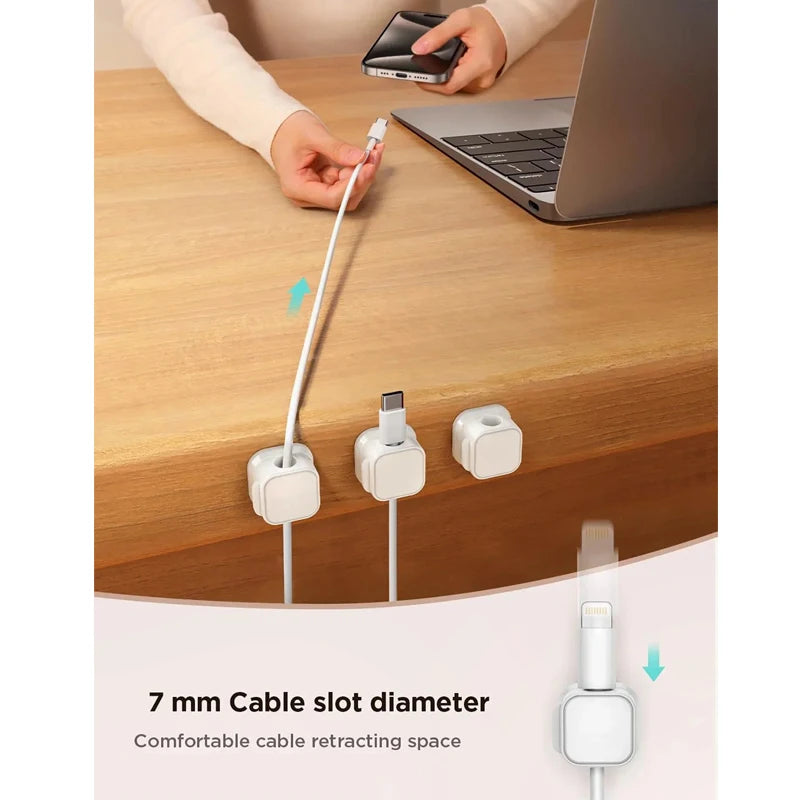 Magnetic Cable Clips – Adjustable Cord Holder for Desk, Wall & Car