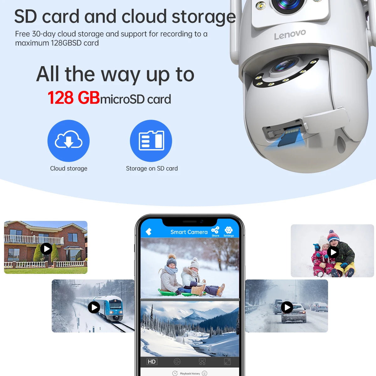 Lenovo 4K Dual-Lens PTZ Wi-Fi Outdoor Security Camera with Auto Tracking & ONVIF