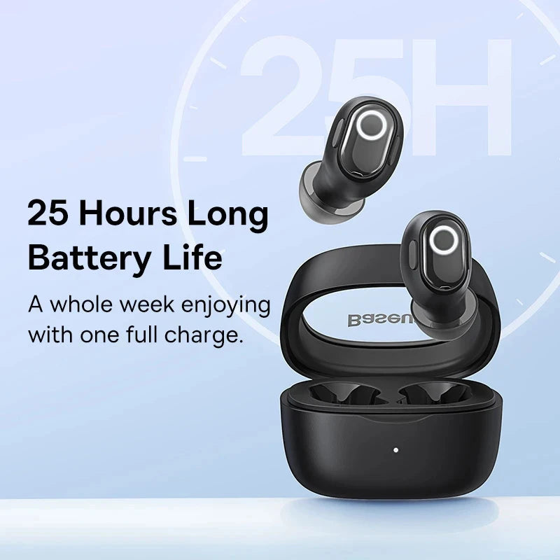 Baseus WM02 Wireless Earphones – TWS, Mini, 25H Battery
