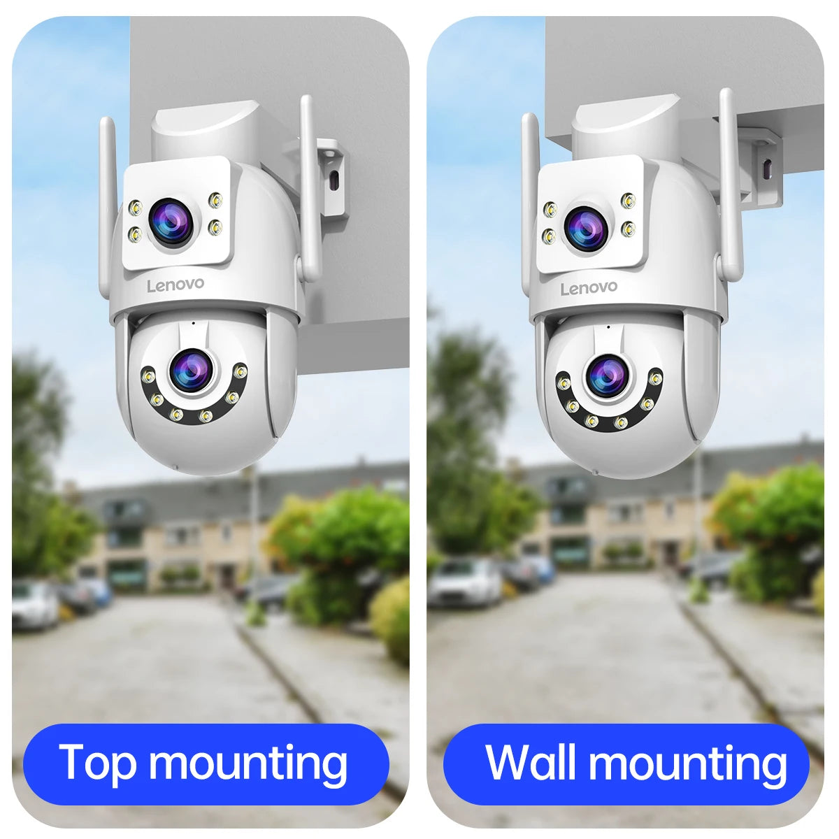 Lenovo 4K Dual-Lens PTZ Wi-Fi Outdoor Security Camera with Auto Tracking & ONVIF