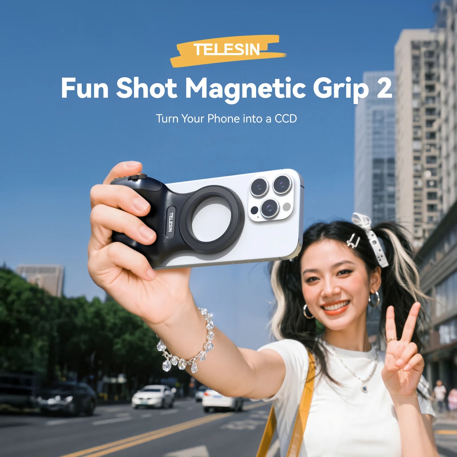 TELESIN Fun Shot Magnetic Grip 2 – iPhone 17/17 Air/Pro/Pro Max