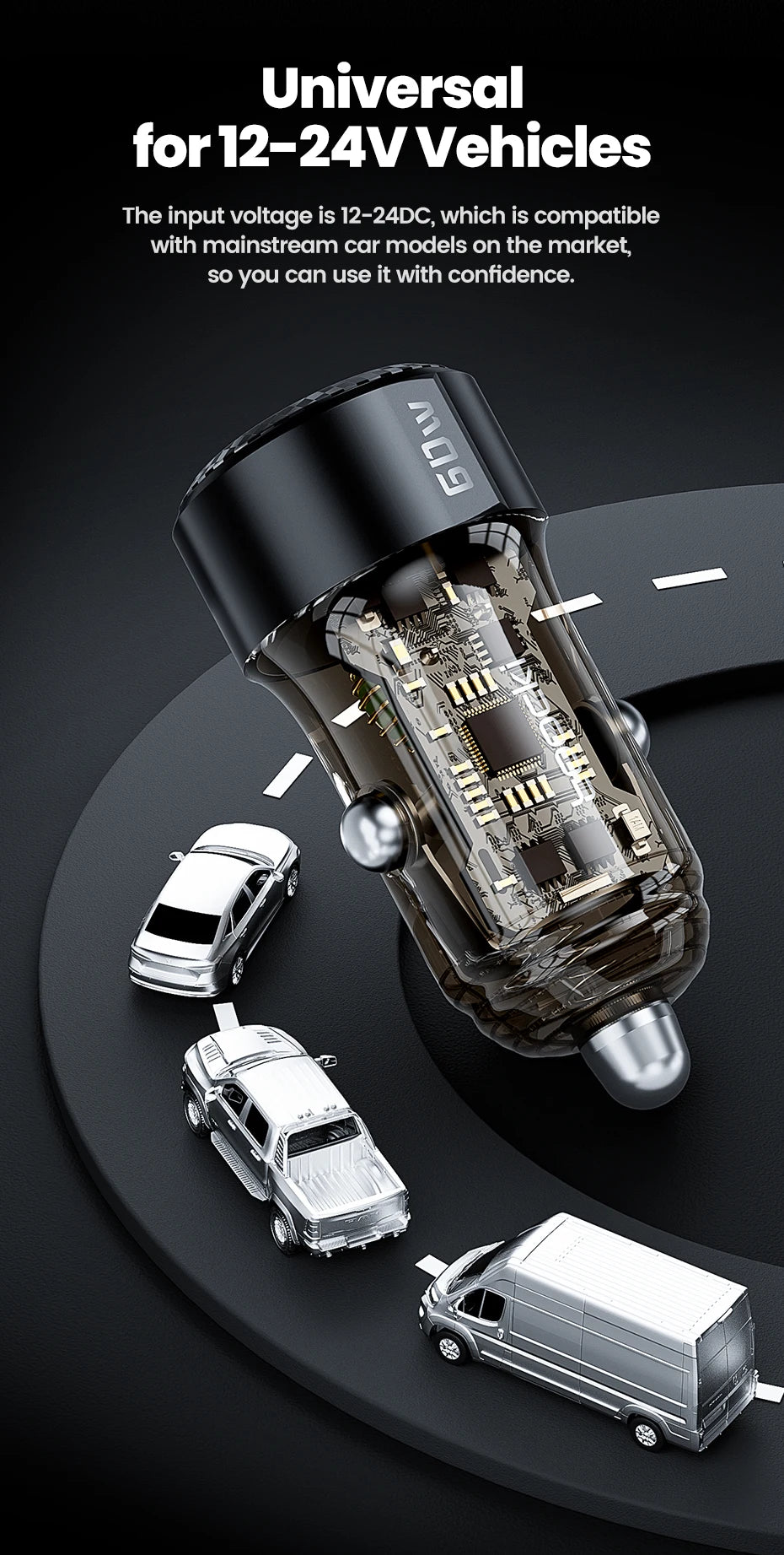 Toocki 60W Car Charger 30W Quick Charge Transparent Case PD 27W for iPhone 15 14 13 12 Xiaomi Poco Samsung Fast Charger Charging