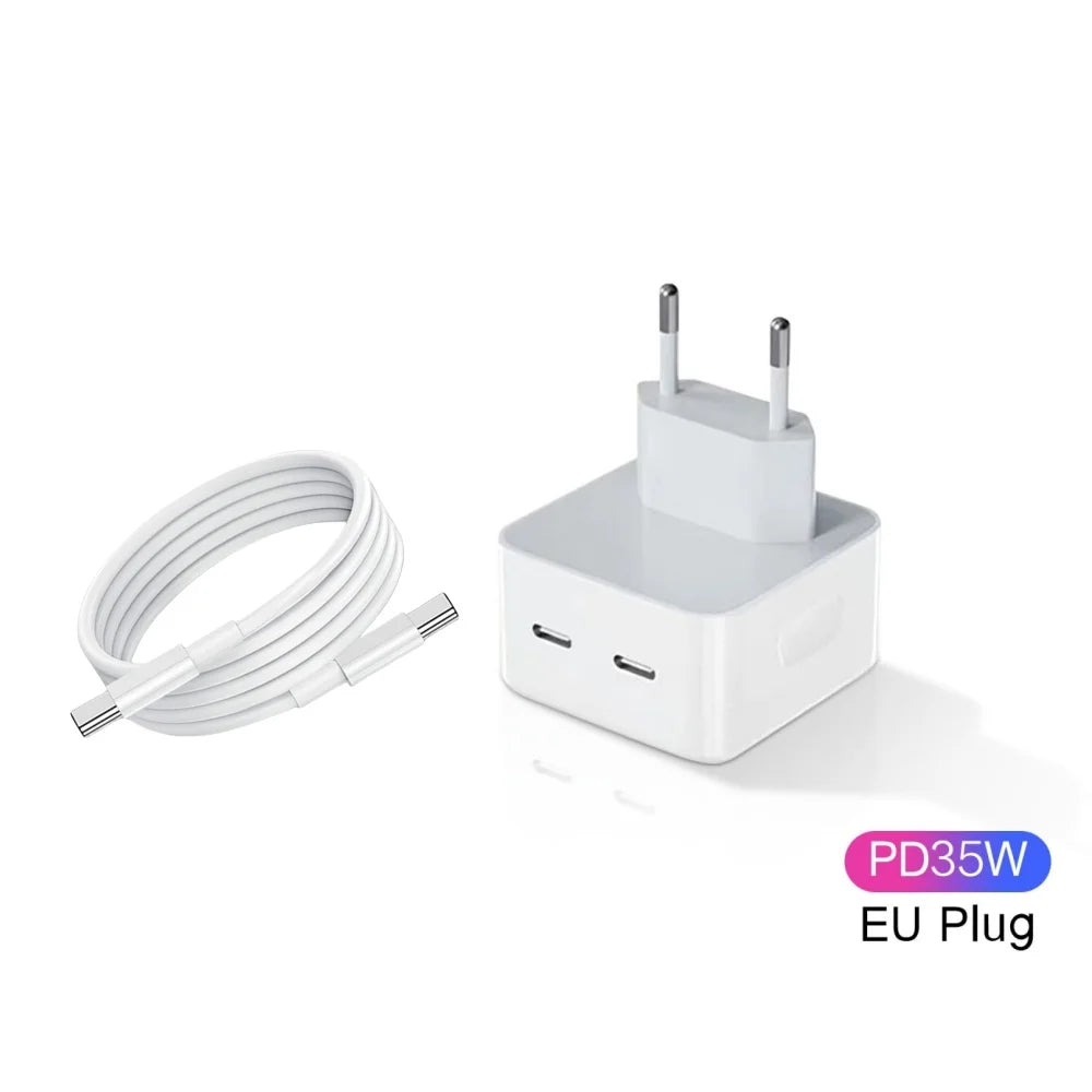 35W Dual PD Fast Charger – USB-C Wall Adapter for iPhone & Android