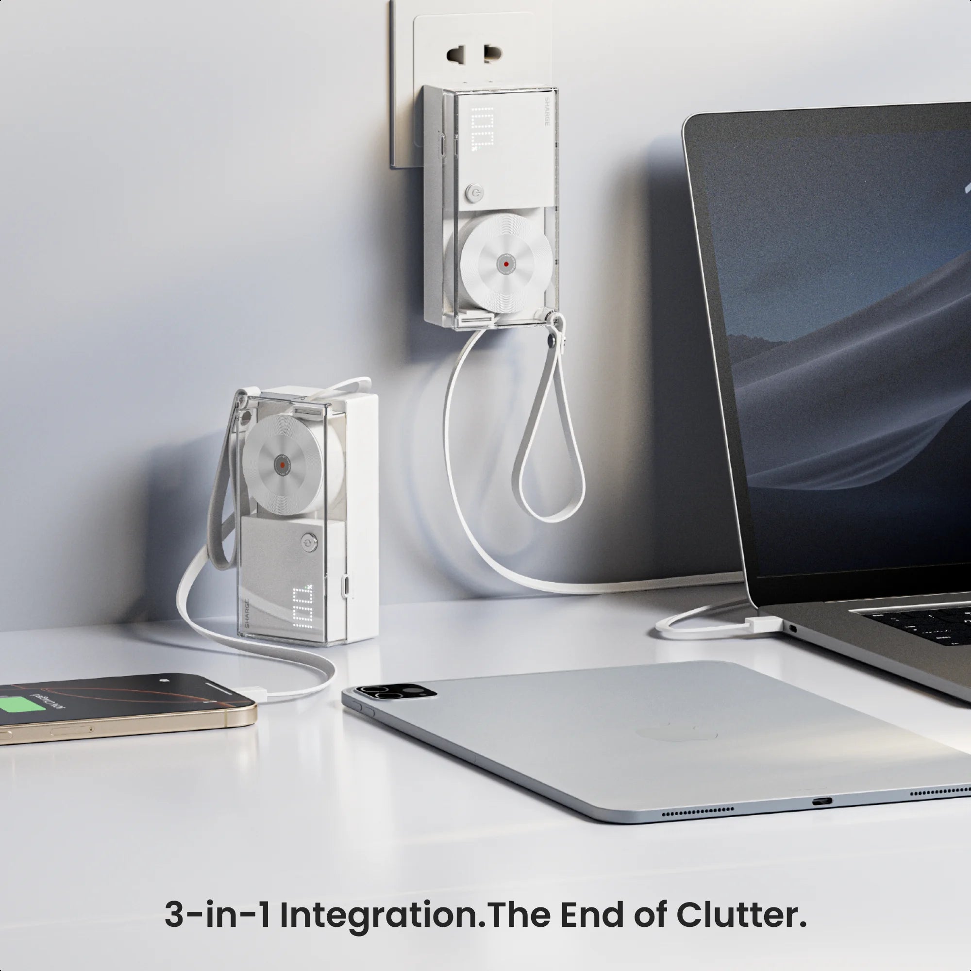 30W Portable 3-in-1 Power Bank – USB-C Charger with AC Plug for Phones