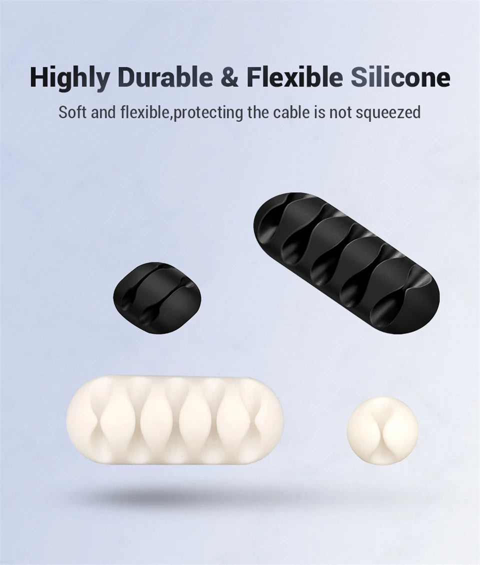 Silicone USB Cable Organizer Clip – Adhesive Cord Holder for Desk & Home