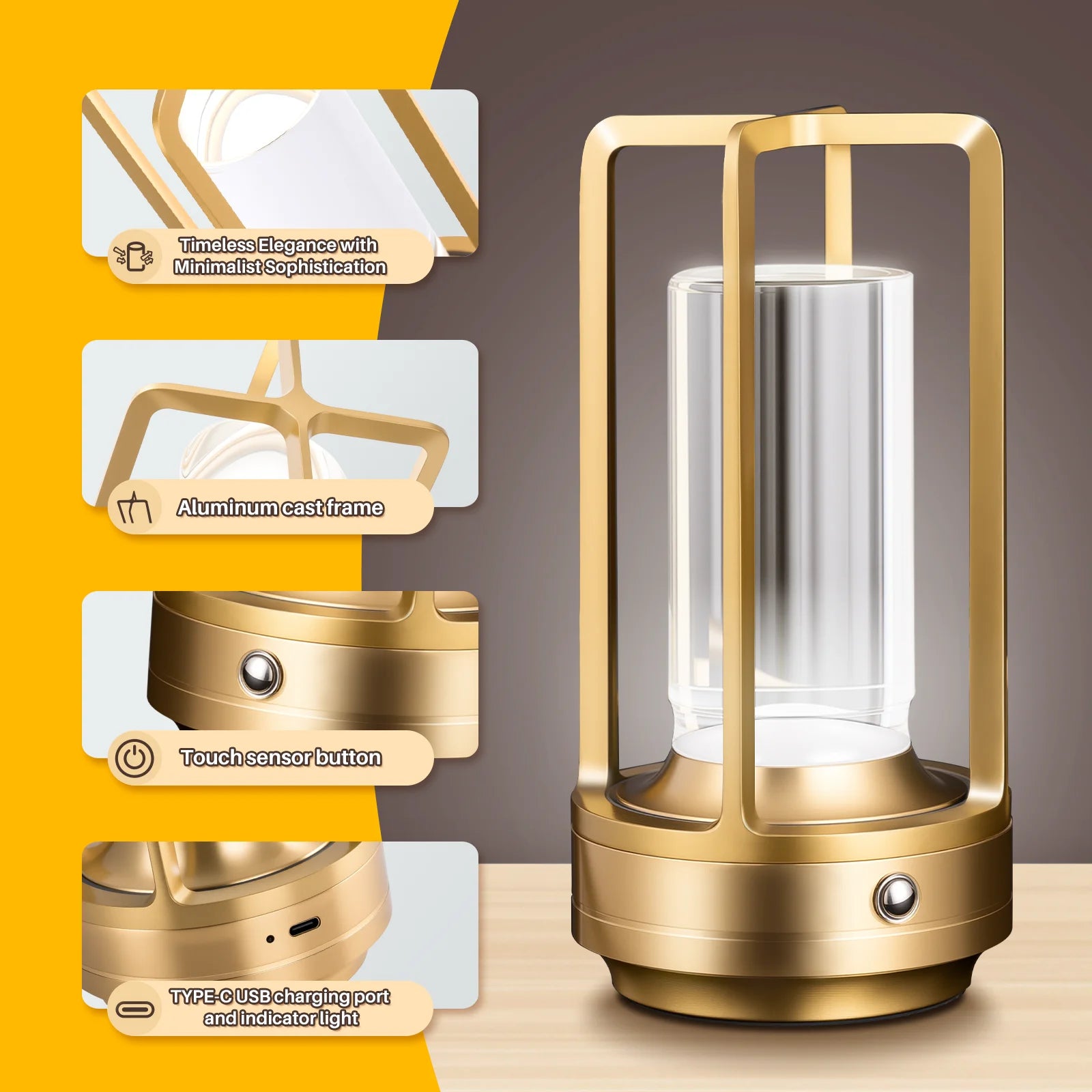 GGbingo Portable Cordless LED Table Lamp – Rechargeable Ambient Night Light